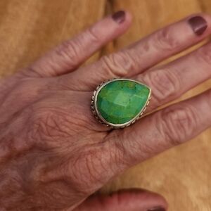Studio Barse Green Teardrop Silver Ring